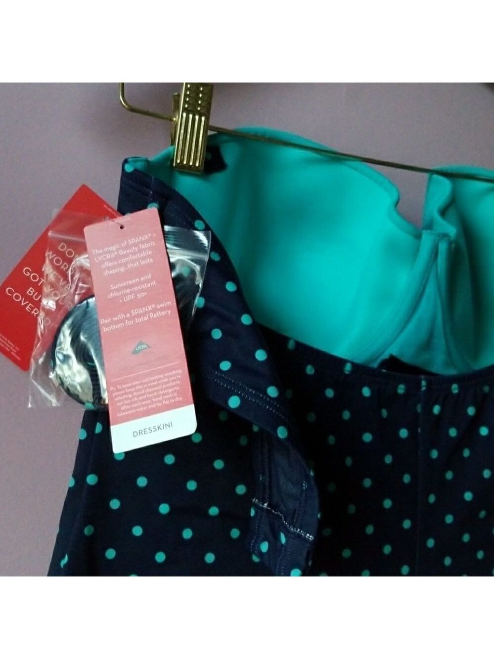 𝅺spanx Dresskini Swim Top Polka Dots - Picture 6 of 8